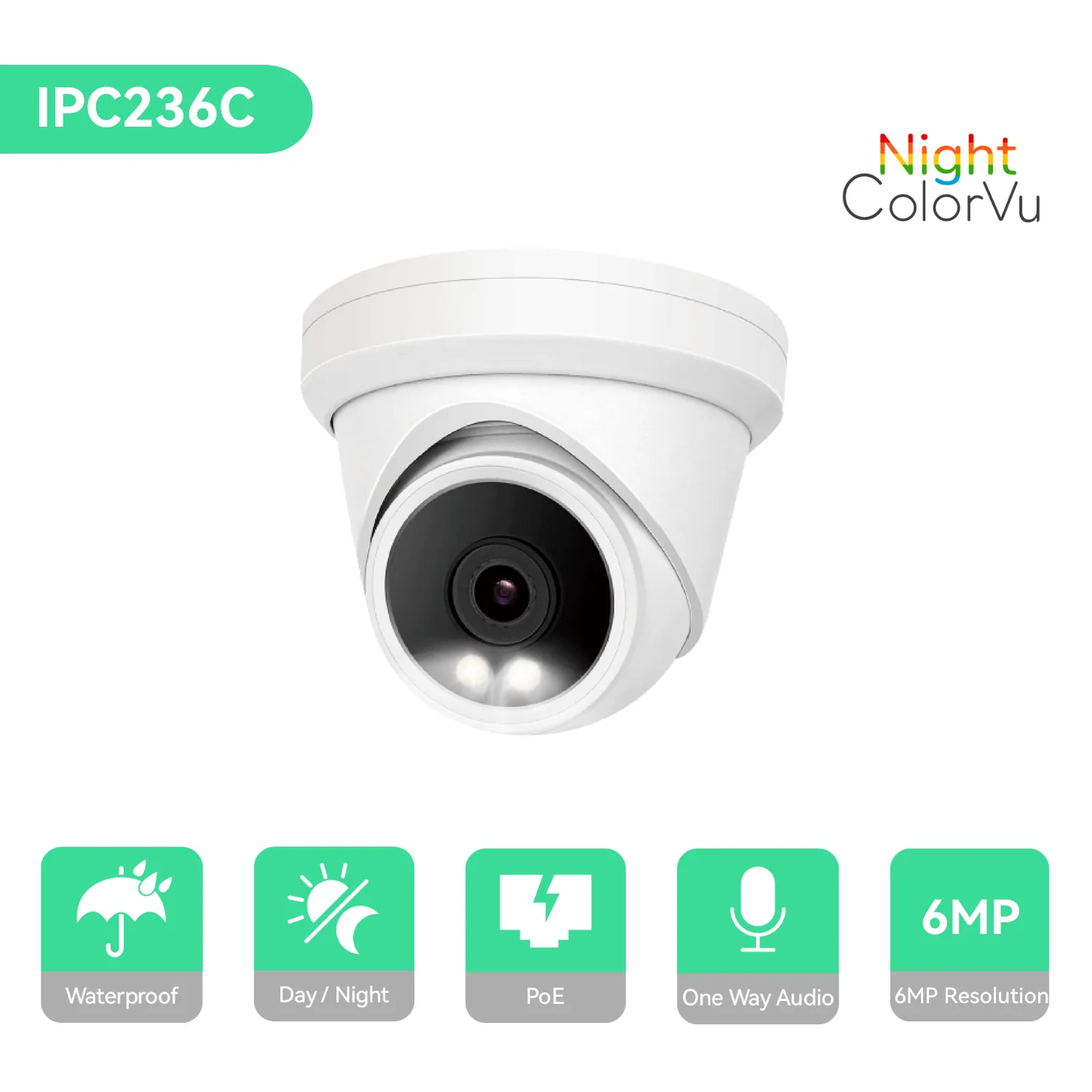 16CH PoE IP Camera System with (12) 6MP Night ColorVu Turret Cameras, 4TB HDD