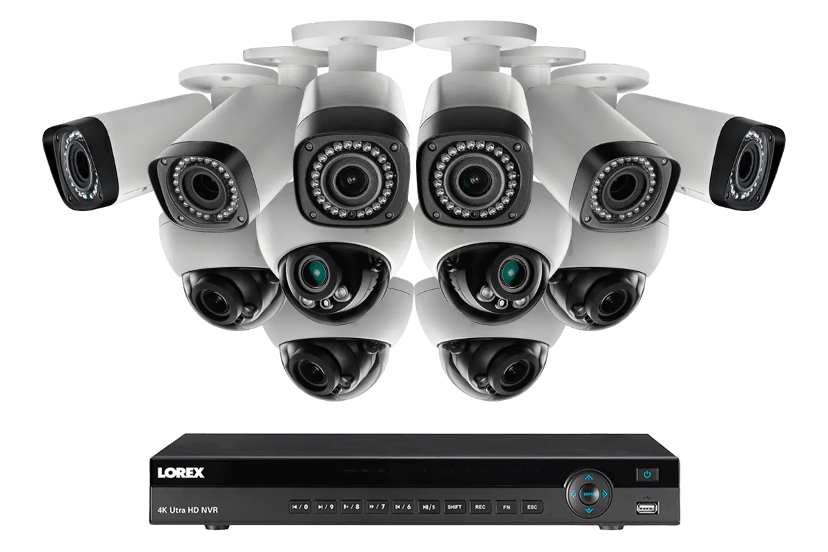 2K IP Camera Security System with 16-Channel NVR, 140ft night vision, 3x Zoom lens