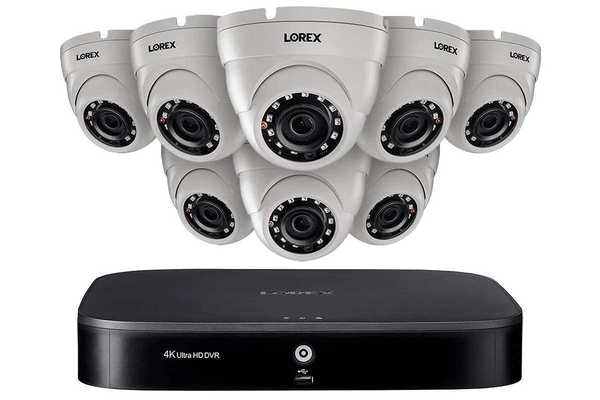 2K Super HD 8-Channel Security System with Eight 2K (5MP) Dome Cameras, Advanced Motion Detection and Voice Control