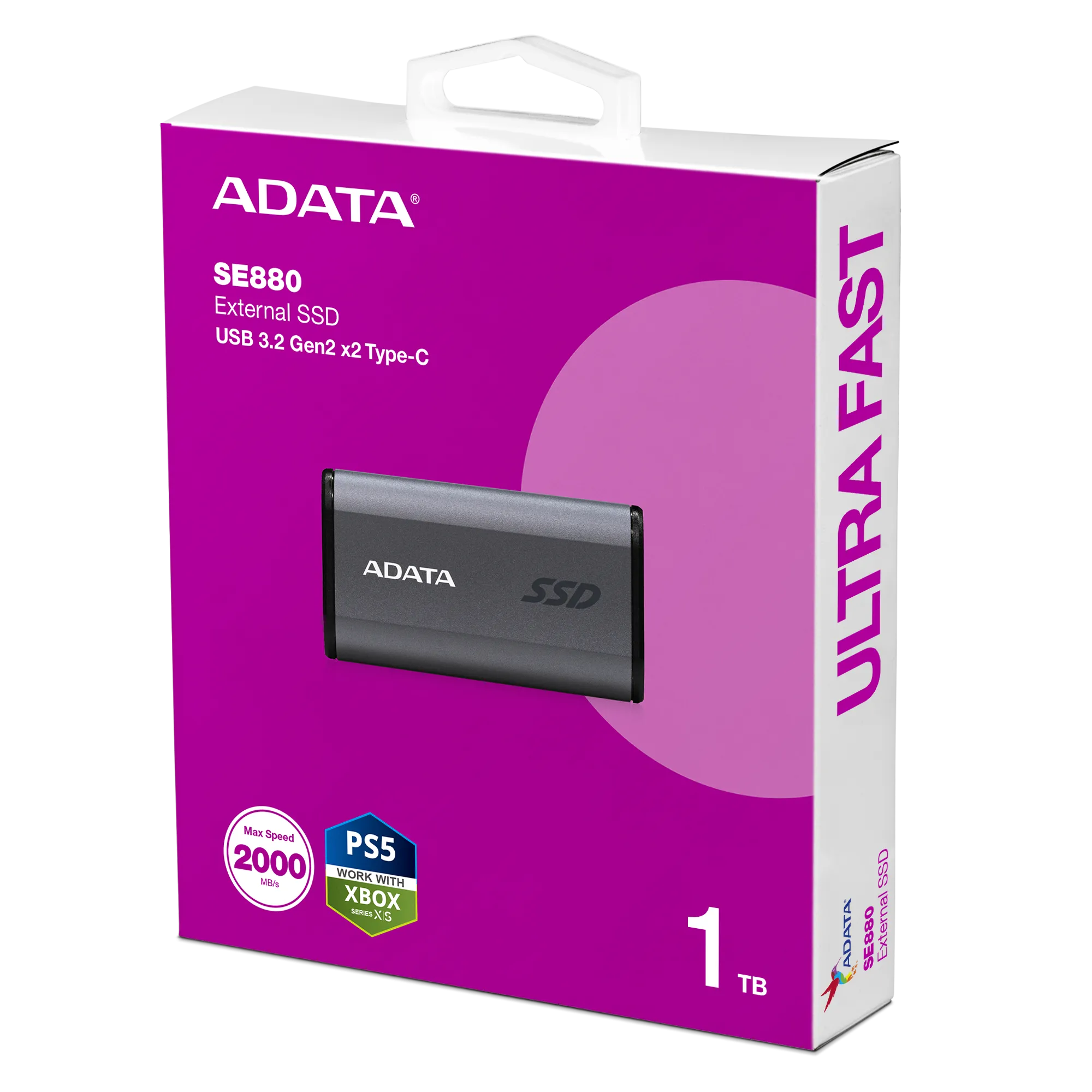 ADATA SE880 1TB Portable USB Type-C 3.2 Gen 2x2 Portable SSD - Titanium 鈦合金 (AELI-SE880-1TCGY)