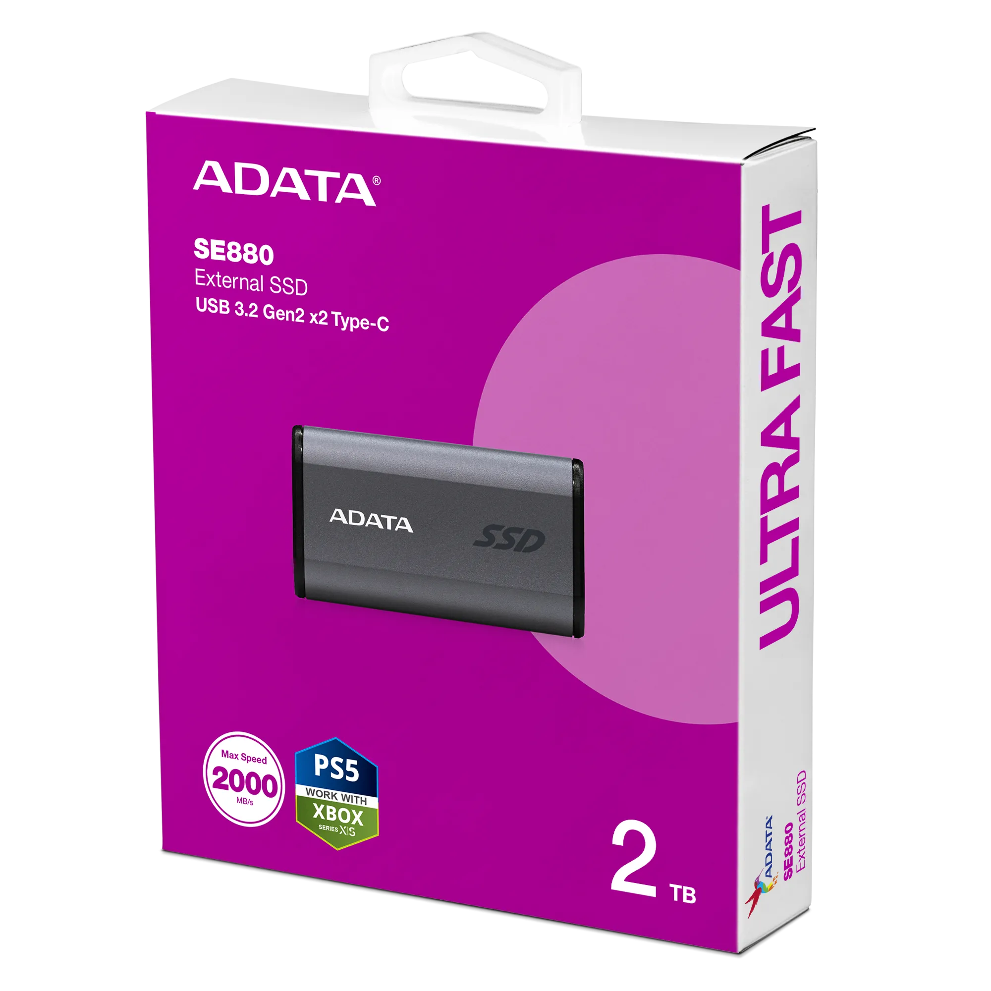 ADATA SE880 2TB Portable USB Type-C 3.2 Gen 2x2 Portable SSD - Titanium 鈦合金 (AELI-SE880-2TCGY)