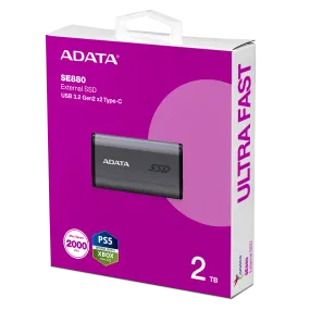 ADATA SE880 2TB Portable USB Type-C 3.2 Gen 2x2 Portable SSD - Titanium 鈦合金 (AELI-SE880-2TCGY)