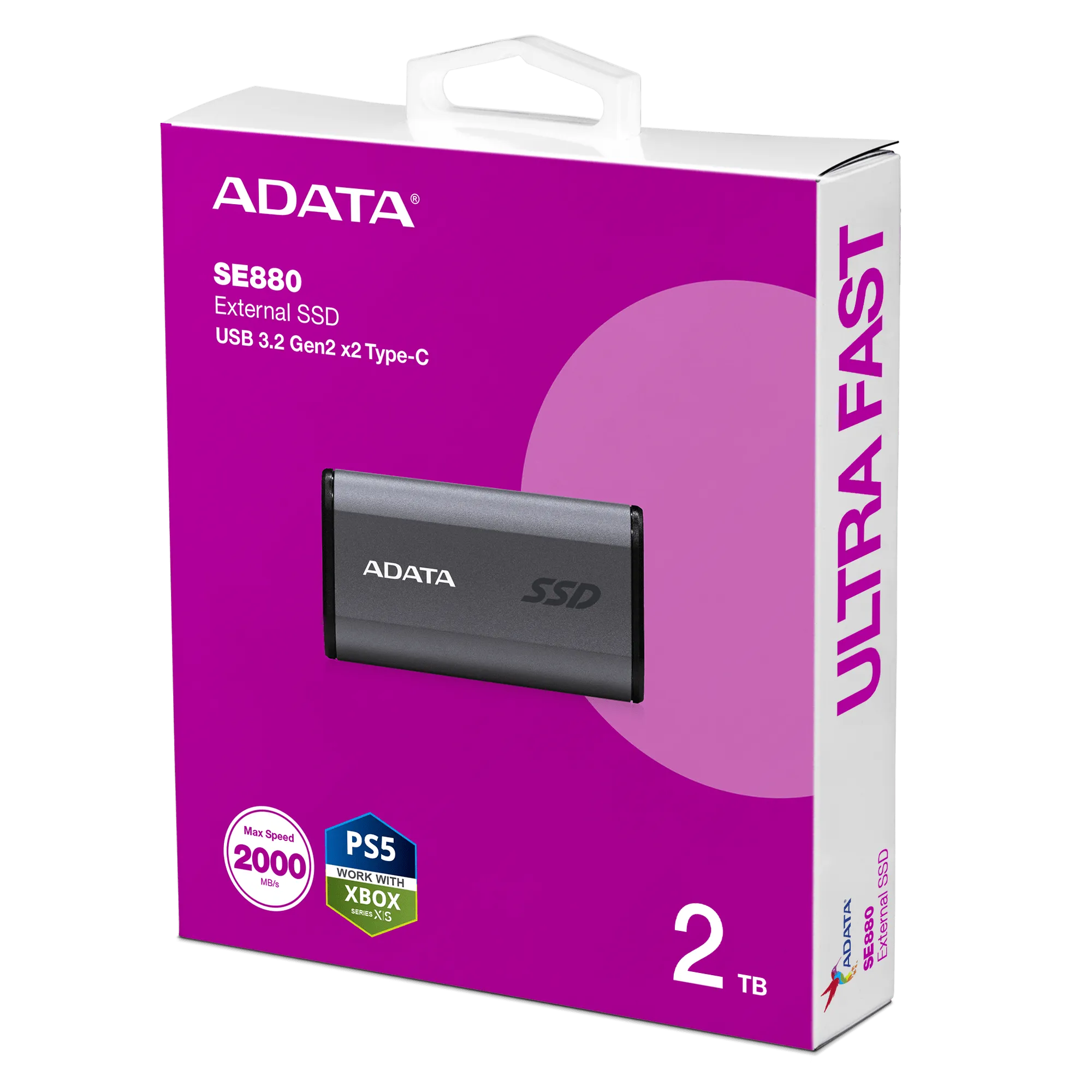 ADATA SE880 External Solid State Drive/SSD, USB 3.2 Gen 2x2 Type-C, Fast Speeds of up to 2000 MB/s - 5 Year Warranty