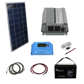 AIMS Power 12VDC Off-Grid Solar Kit | 120 Watt Solar Panel   400 Watt Modified Sine Inverter