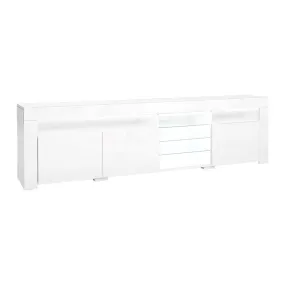 Artiss TV Cabinet Entertainment Unit Stand RGB LED Gloss 3 Doors 180cm White