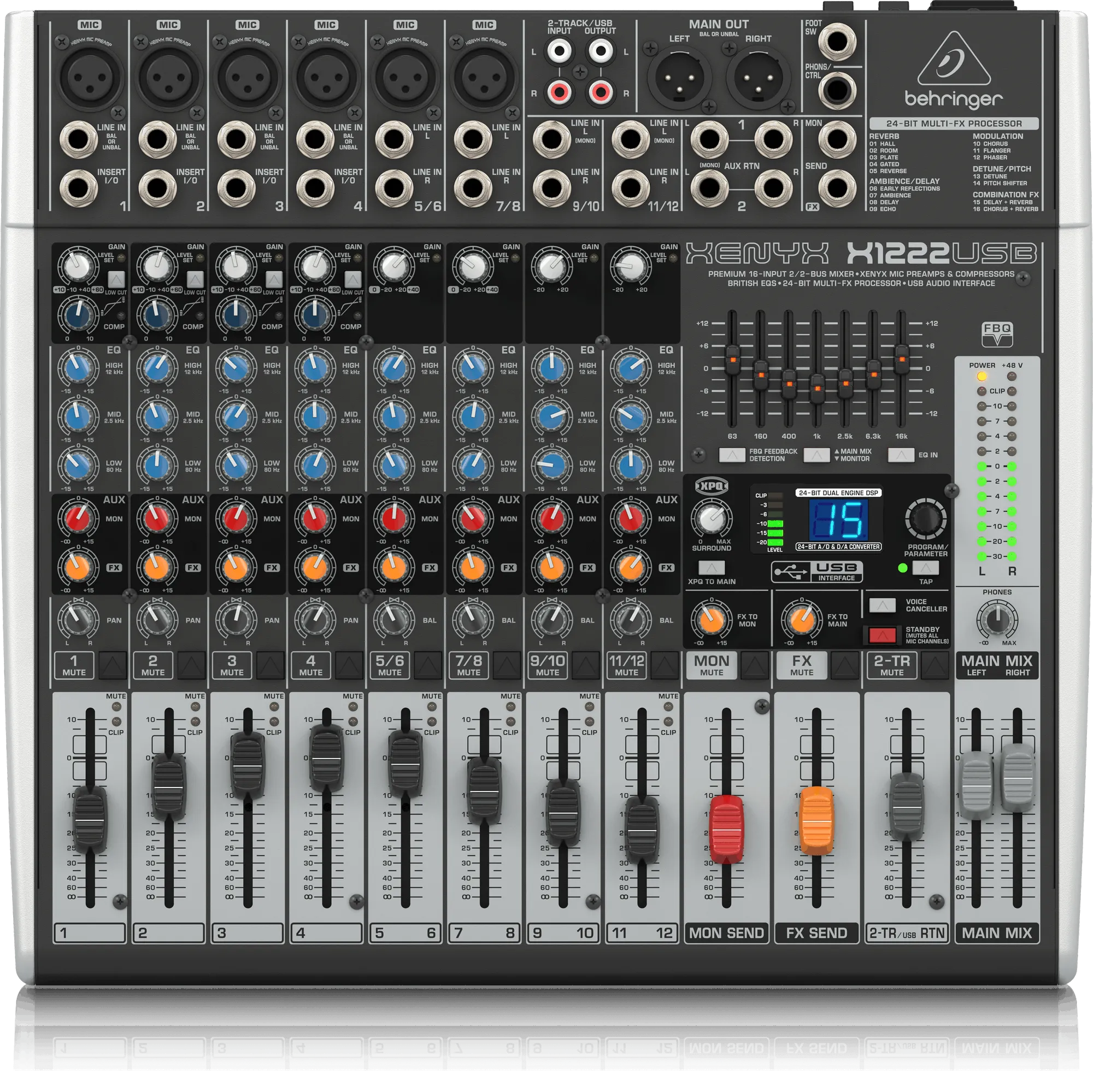 Behringer Xenyx X1222USB 12-channel Mixer with USB and Effects (Xenyx-X1222USB)