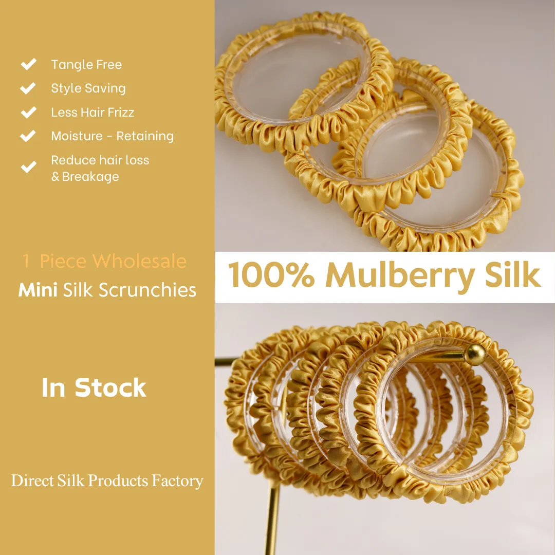 Bright Gold silk scrunchies mini