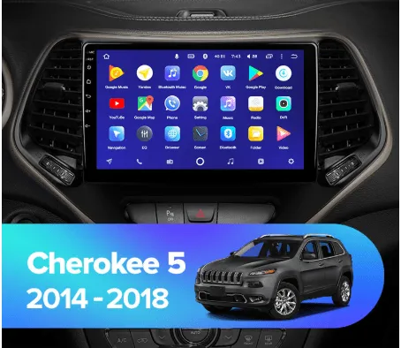 Car Dealz 10.2" Android 10.0 Jeep Cherokee 5 KL 2014-2018 In Dash Plus OEM Fascia