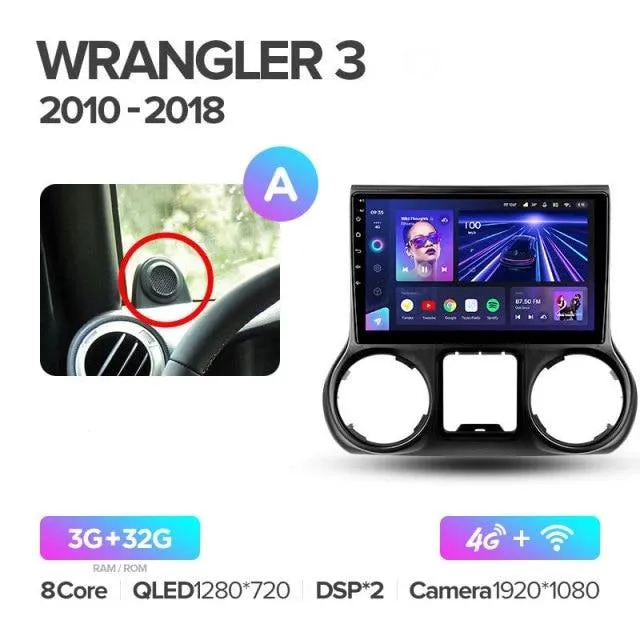 Car Dealz Elite 4G Data Model 10.2" Android 12.0 For Jeep Wrangler 3 JK 2010 - 2018 In Dash Plus OEM Fascia