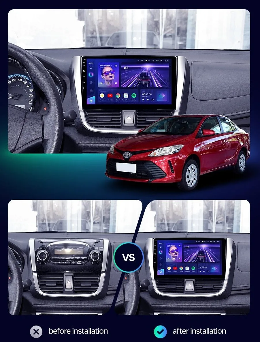 Car Dealz Elite 4G Data Model 10.2" Android 12.0 For Toyota Vios Yaris L 2016 - 2019 In Dash Plus OEM Fascia