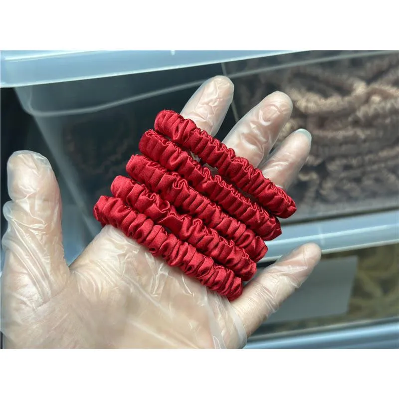 China Red silk scrunchies mini