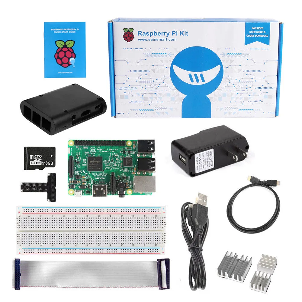 [Discontinued] Raspberry Pi 3 Kit - Black ABS Case 8GB SD Card Breadboard HDMI GPIO USB Charger