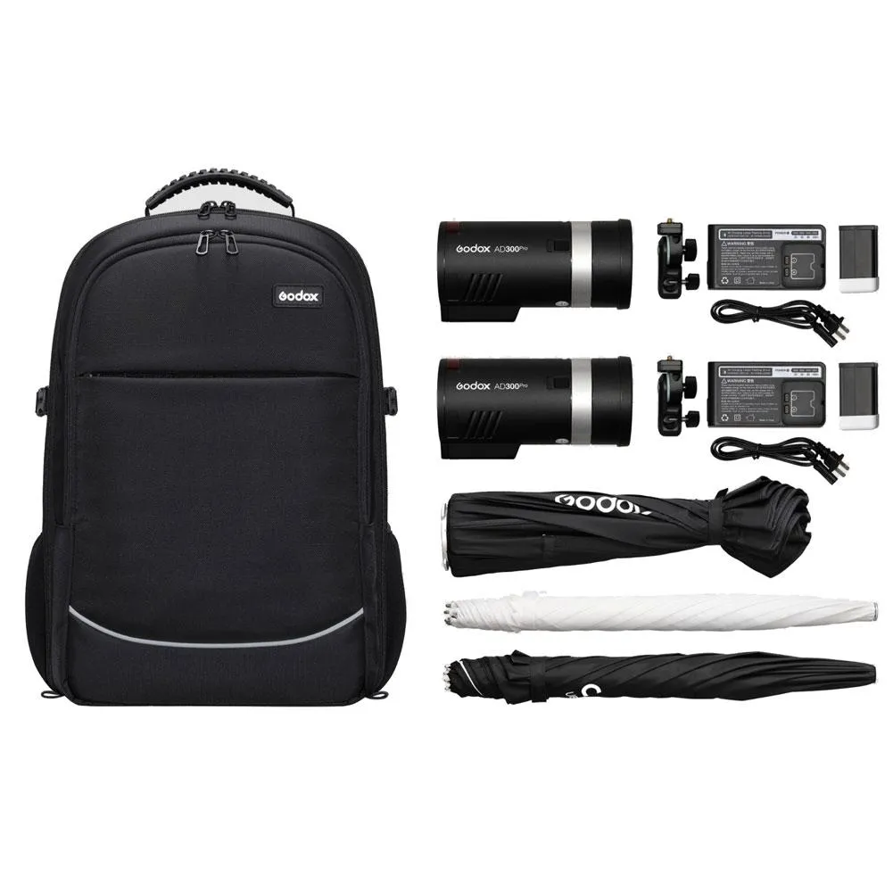 Godox AD300Pro 2x 300W Dual Portable Flash Head Backpack Kit