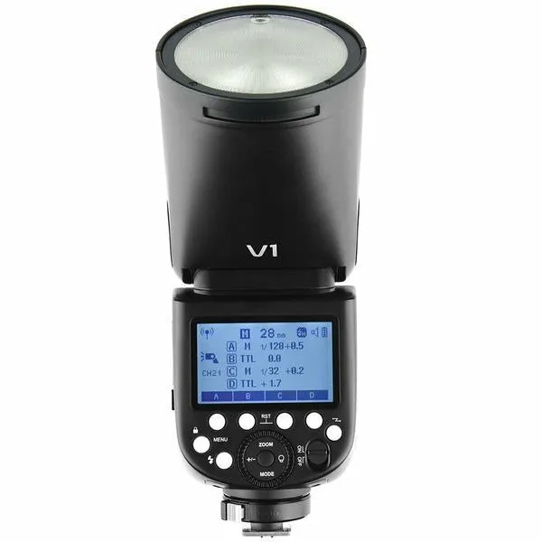 Godox V1-F Round Head Flash for Fujifilm   AK-R1 Accessory Head Kit - Bundle