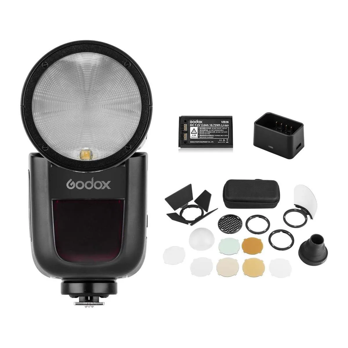 Godox V1-F Round Head Flash for Fujifilm   AK-R1 Accessory Head Kit - Bundle