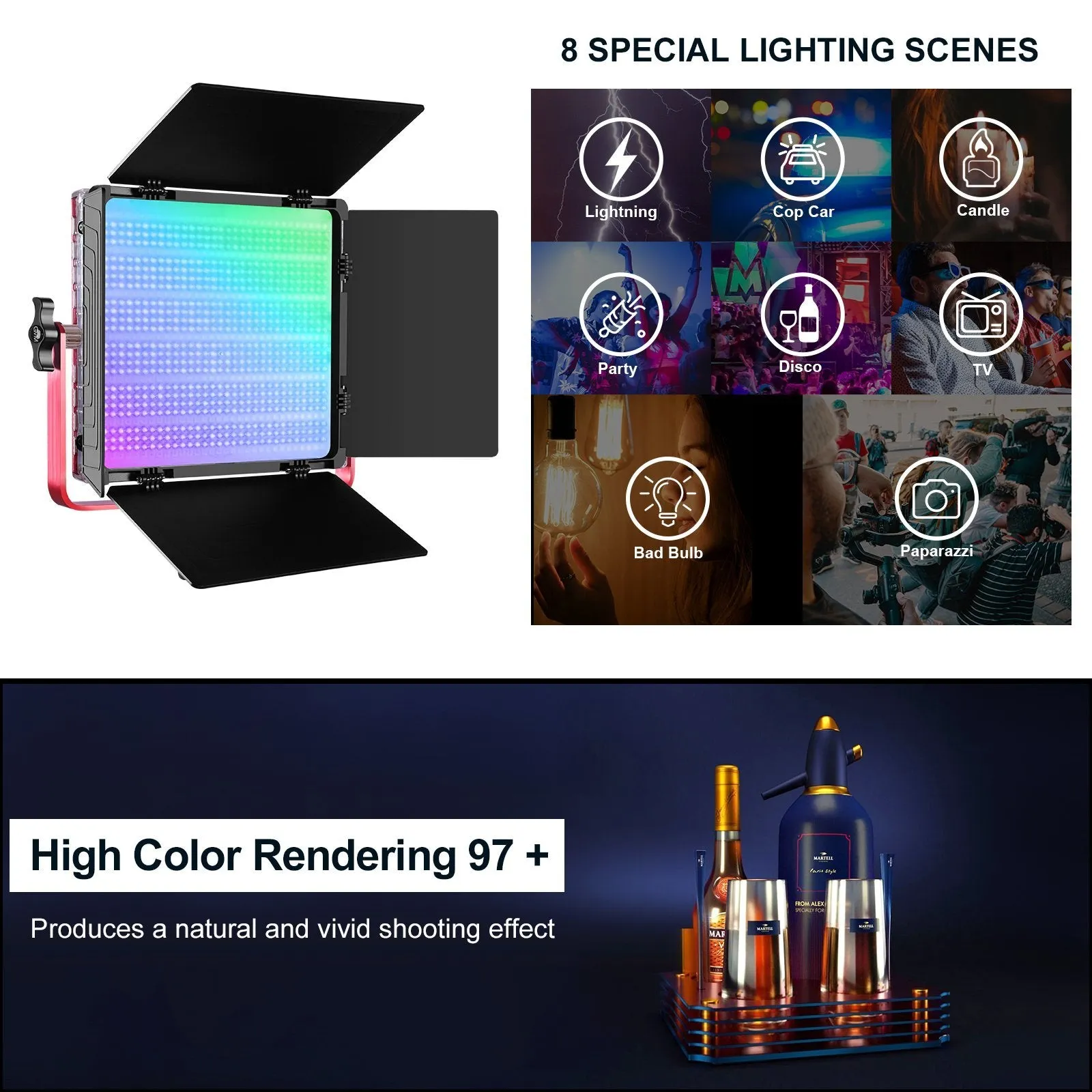 GVM-1200D 50W Bi-Color 50W RGB Video Light