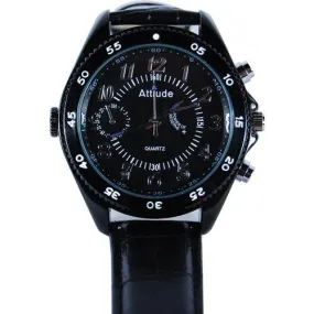 HD Hidden Watch Camera with Built-In DVR, Black Case and Black Band