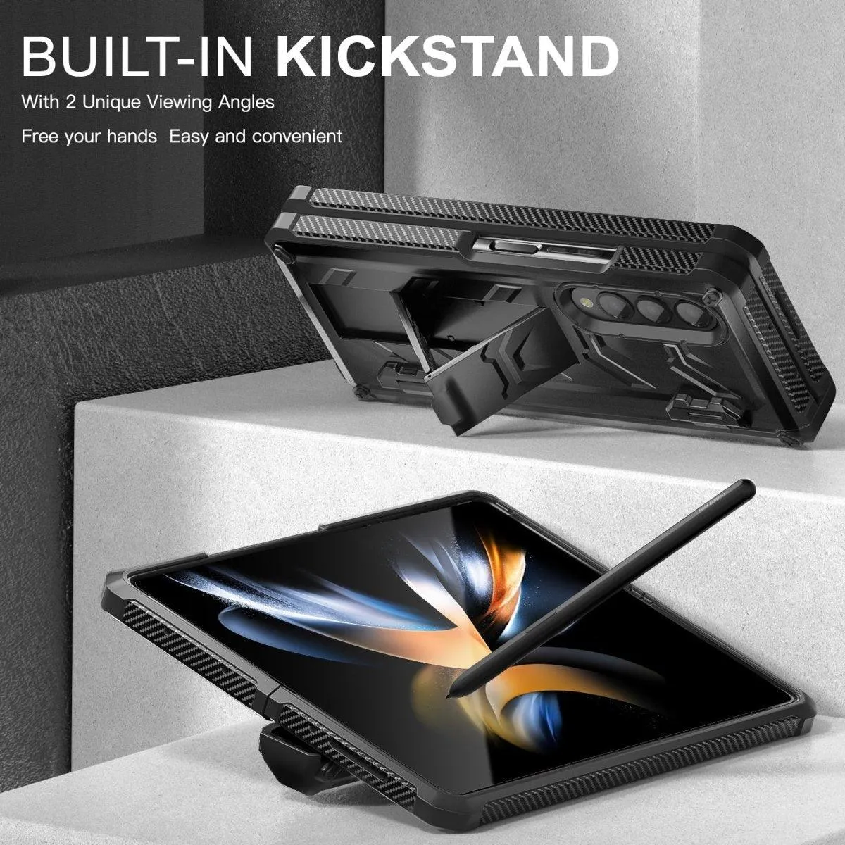 Iuris Rugged Case for Samsung Galaxy Z Fold with Built-in Screen Protector & Kickstand