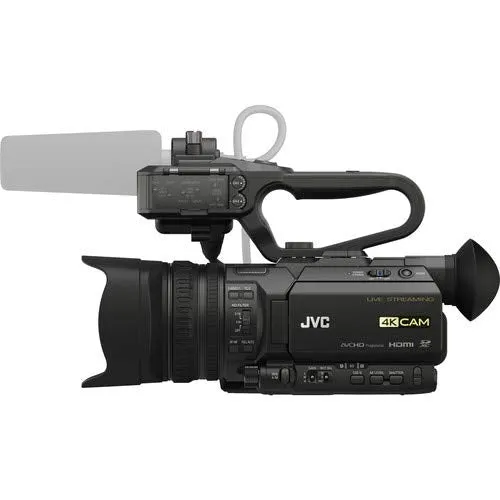 JVC GY-HM250 UHD 4K Streaming Camcorder W/ 64GB Memory Card, HDMI Cable, Case, LED Light, Cleaning Kit and More. Professional Bundle