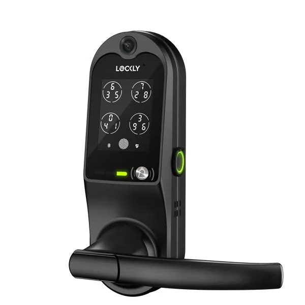 Lockly  Guard VISION LATCH 698L - Doorbell Video Camera Smart Lock - Latch Lever Set - Fingerprint Reader - Wi-Fi-Bluetooth App Controlled - Optional Finish