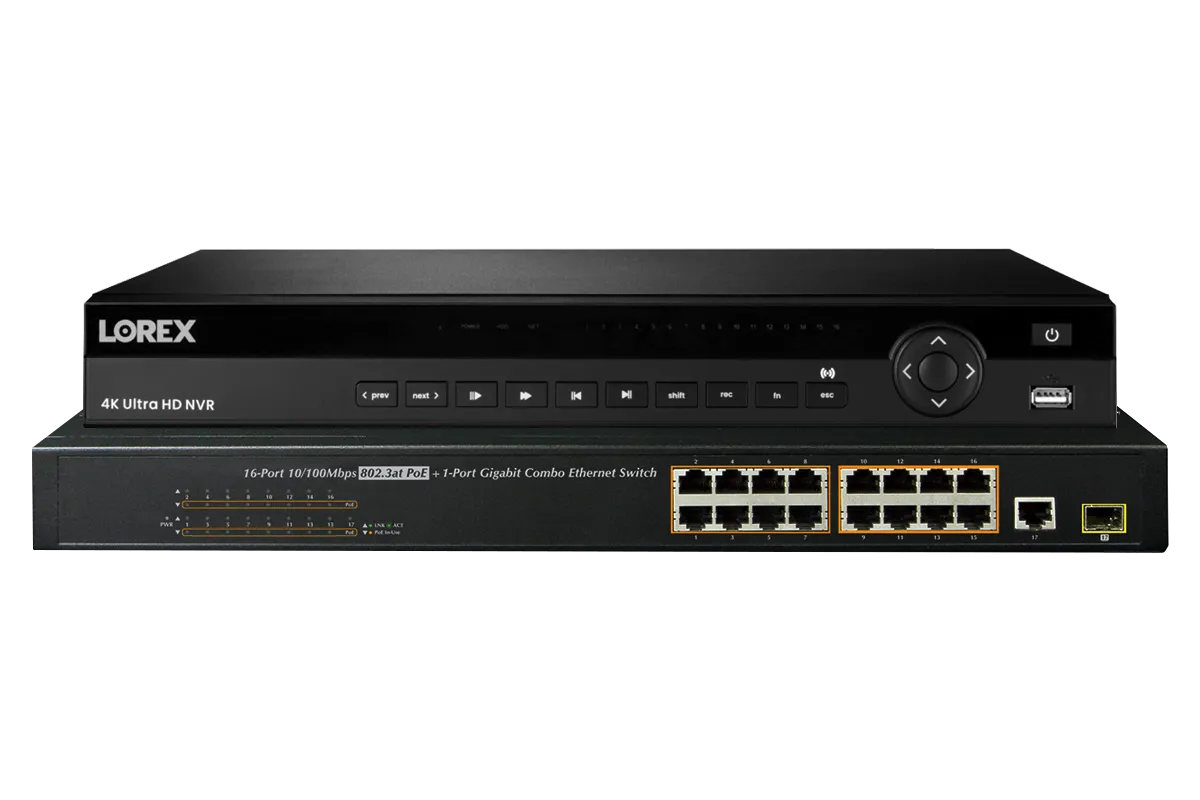 Lorex 4K (32 Camera Capable) Elite Series 8TB NVR with 16 Channel PoE Switch