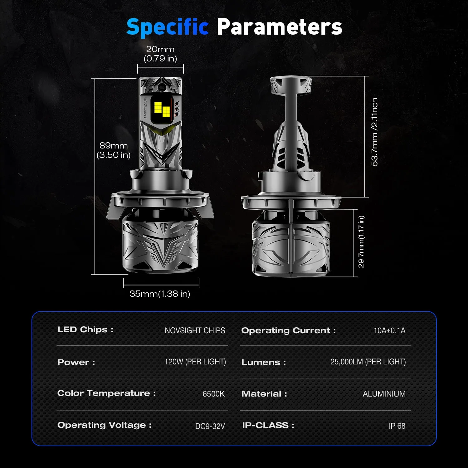 N70 Series | 9007 HB5 LED Bulbs Super Bright Headlights 240W 50000LM 6500K White | 2 Bulbs