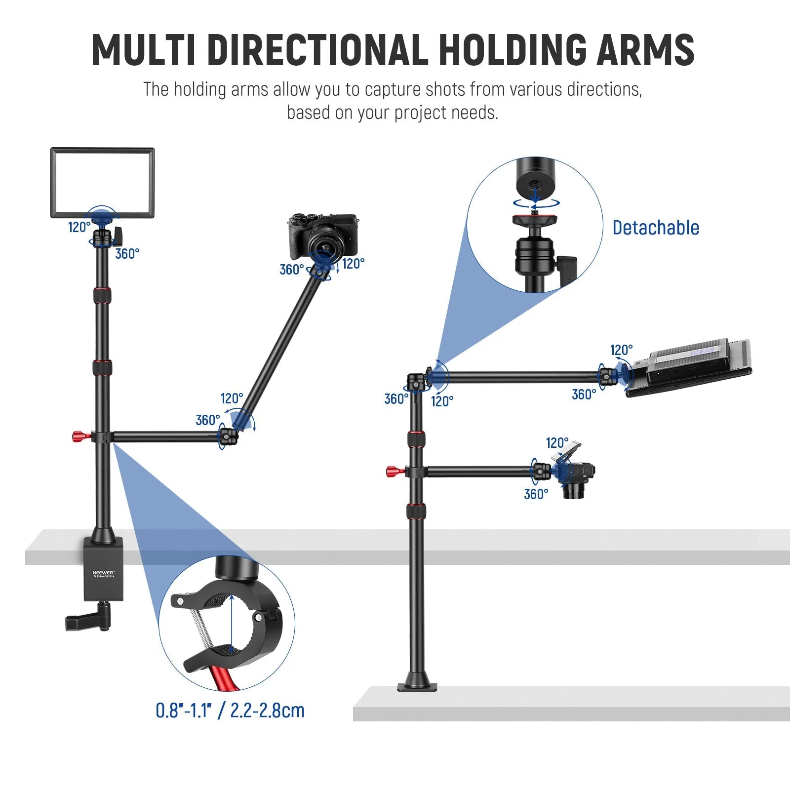 NEEWER TL253A CR221A Camera Desk Mount Stand