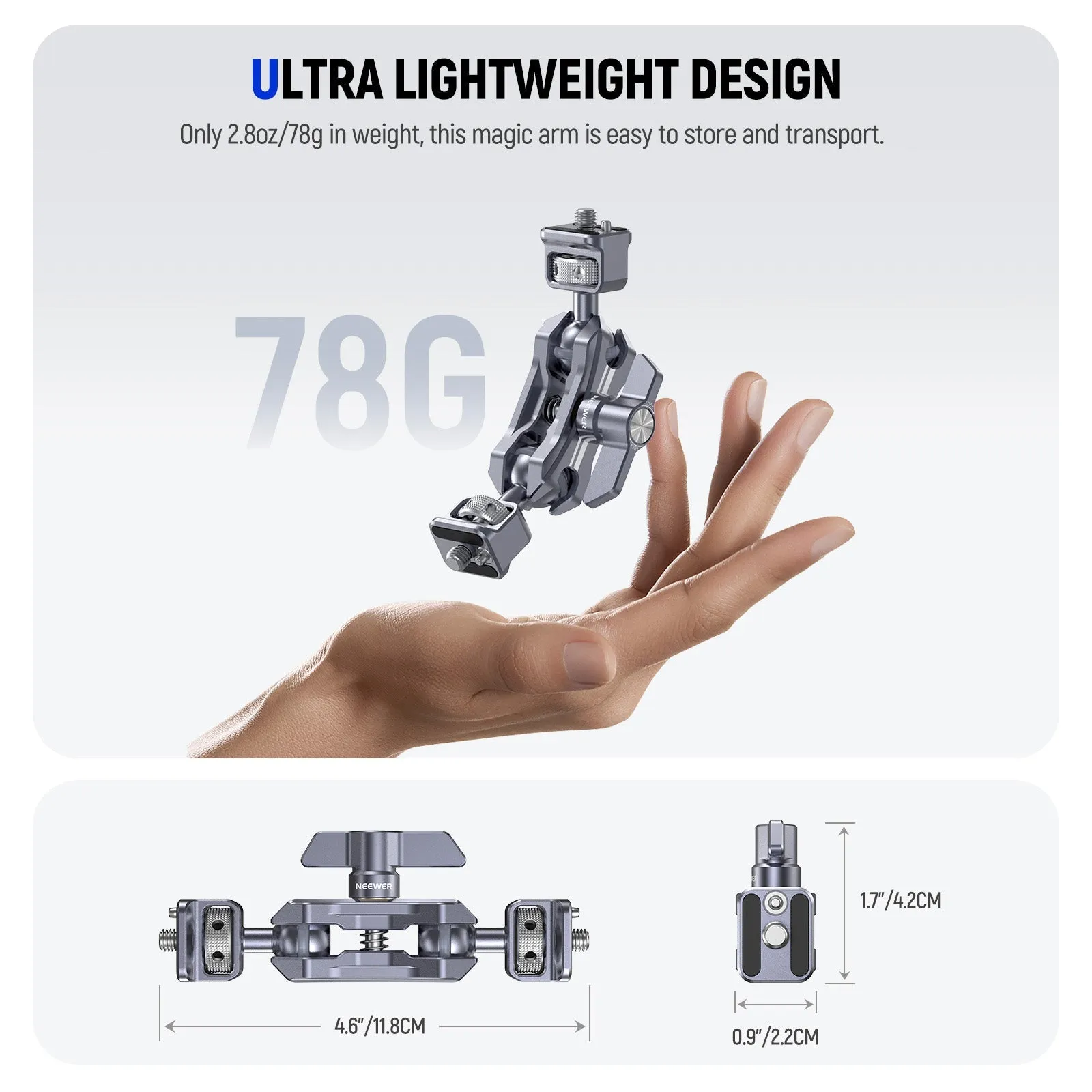 NEEWER UA070 Lightweight Magic Arm with  1/4" Screws