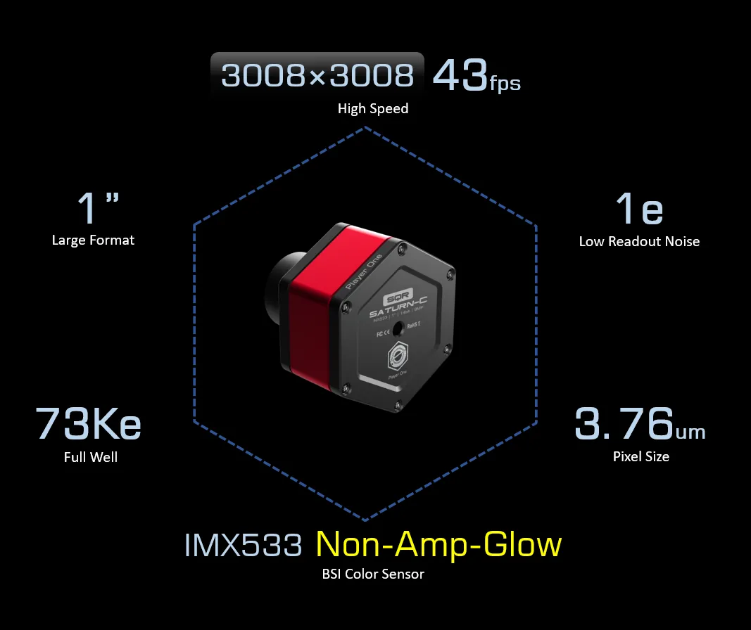 Player One Astronomy Saturn-C SQR (IMX533)USB3.0 Color Camera