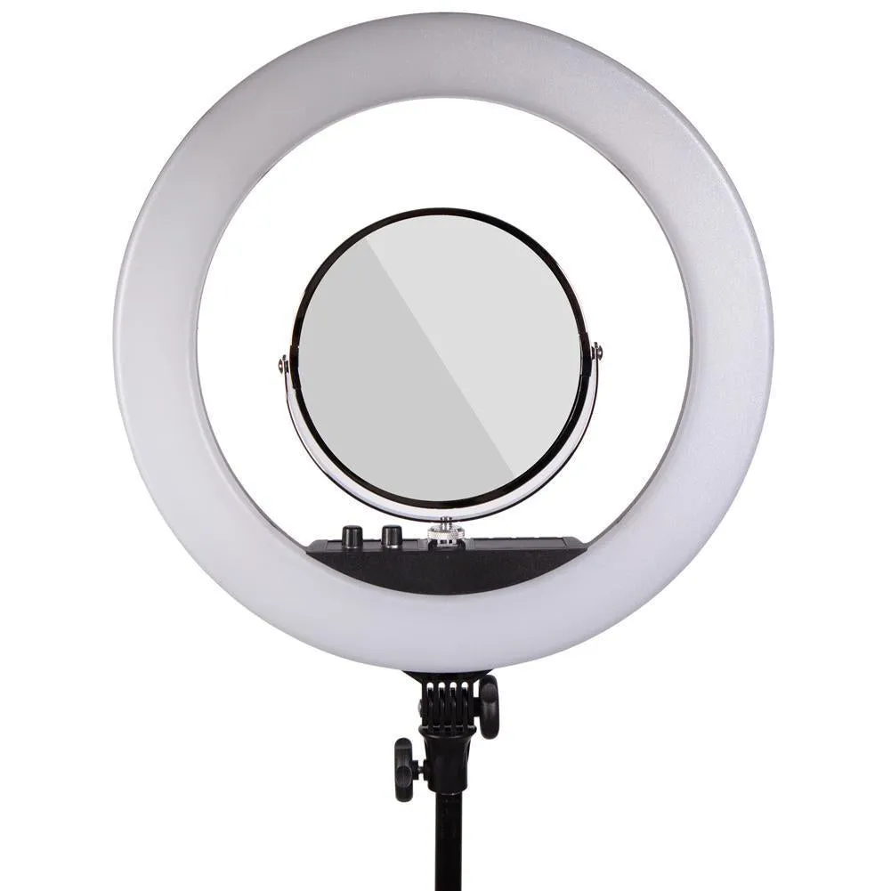 Portrait Headshot Lighting Kit With Pull Up White Backdrop & Ring Light - Bundle