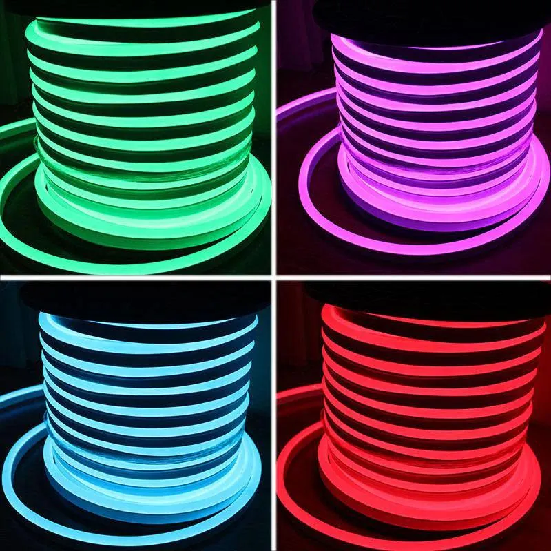 RGB LED Neon Flex 220V 240V 16x16mm Vertical Bending IP65 Dimmable Remote Kit