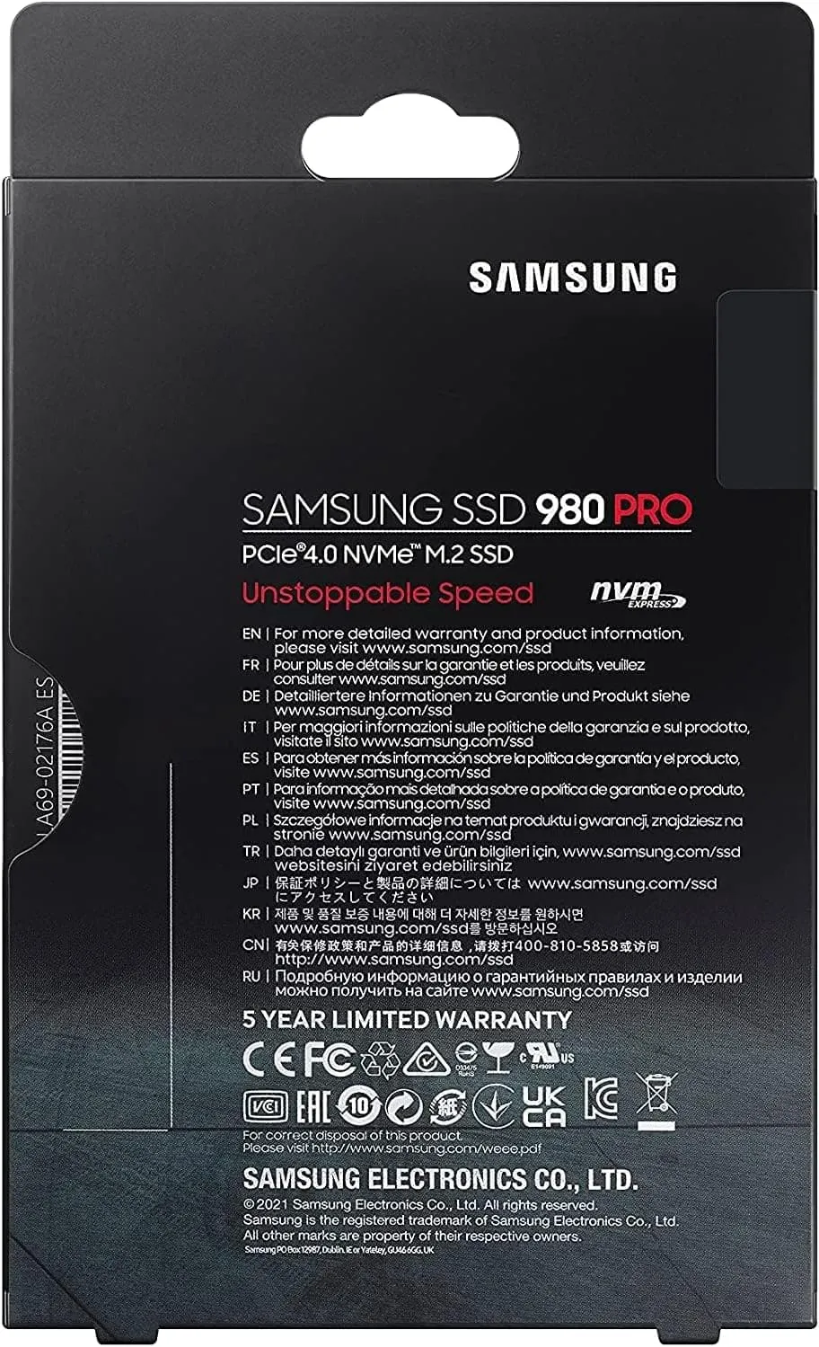 Samsung 980 PRO 2TB M.2-2280 PCIe 4.0 x4 NVMe SSD