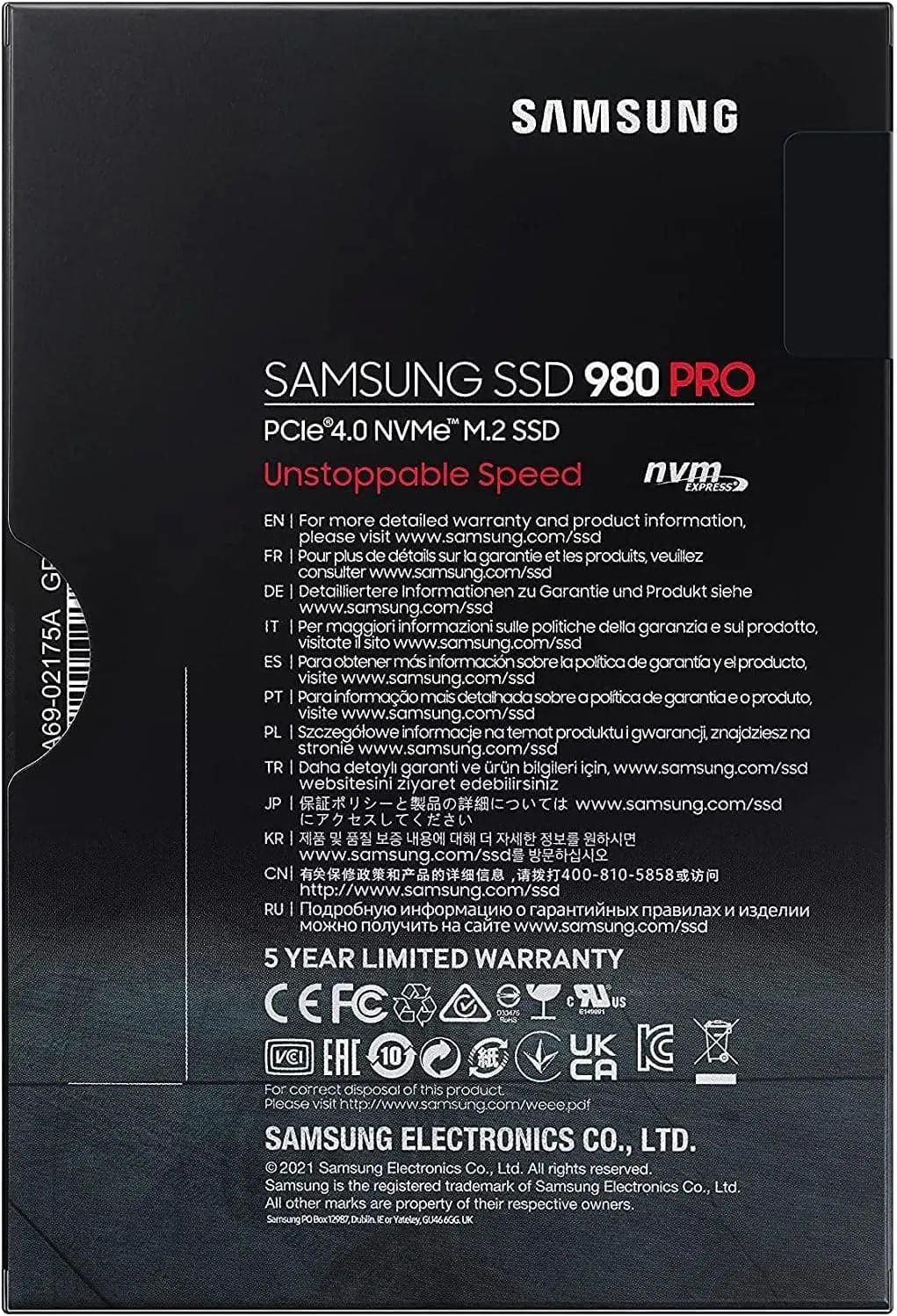 Samsung 980 PRO 2TB M.2-2280 PCIe 4.0 x4 NVMe SSD