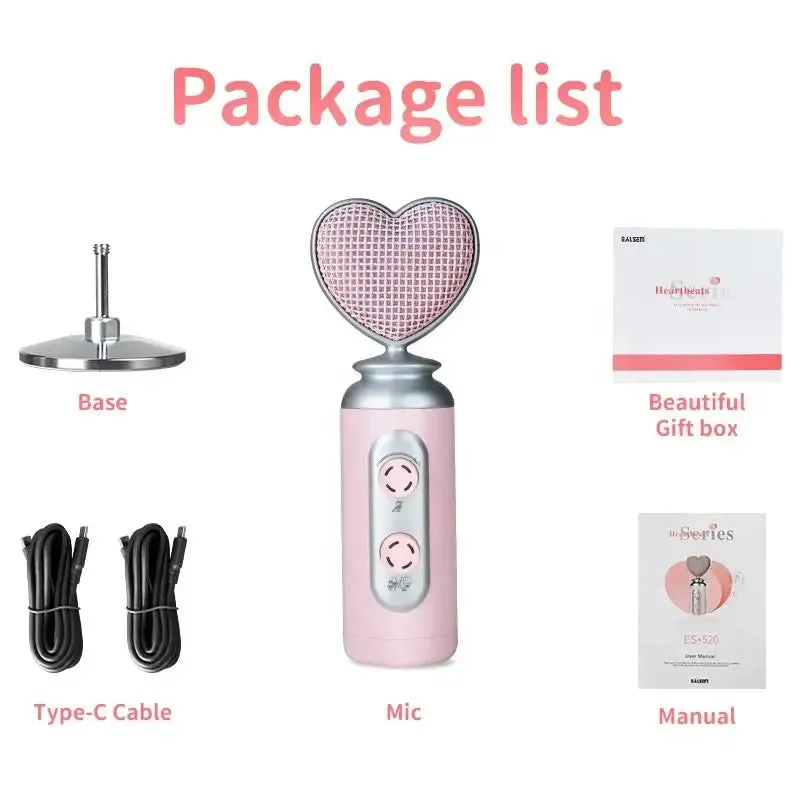 Shoppu Heart Professional USB Noise Reduction Pink Microphone For Mobile Phone