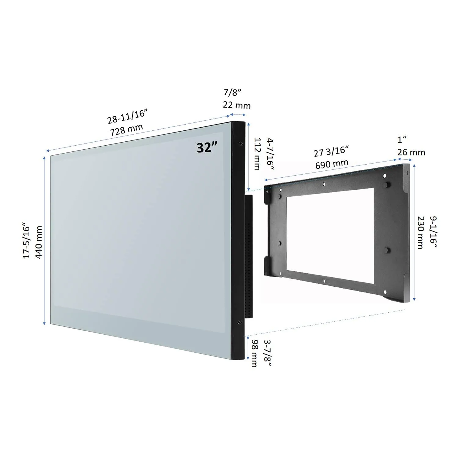 Soulaca 32 inches Smart Touchscreen Mirror LED TV for Bathroom Television Shower.