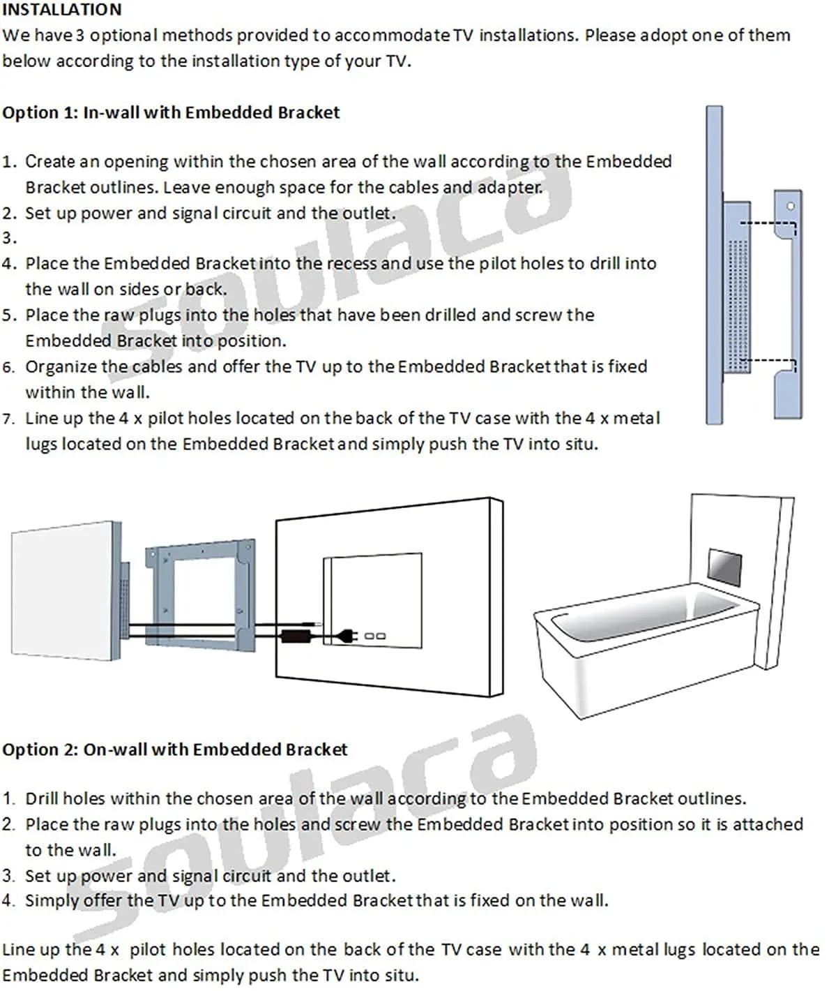 Soulaca 32 inches Smart Touchscreen Mirror LED TV for Bathroom Television Shower.