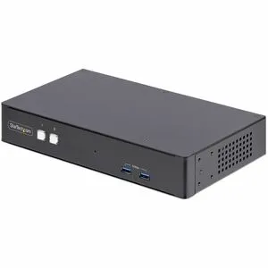 StarTech.com 2-Port Dual-Monitor DisplayPort KVM Switch, RS232 Serial Control, 4K 60Hz, 2x USB 5Gbps Hub Ports, TAA Compliant