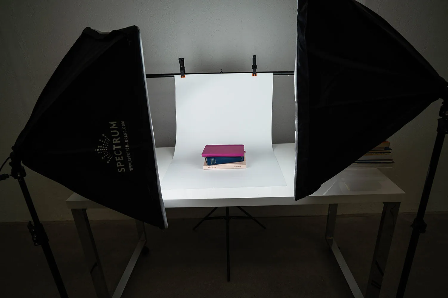 Starter Product Photography Lighting Kit With Monochrome Flat Lay Backdrop - Bundle