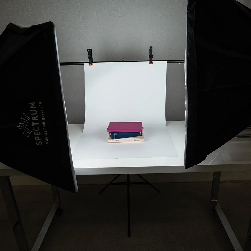 Starter Product Photography Lighting Kit With Monochrome Flat Lay Backdrop - Bundle