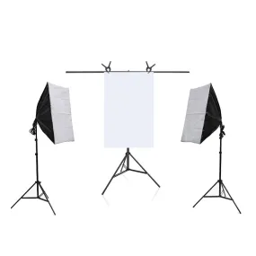 Starter Product Photography Lighting Kit With Monochrome Flat Lay Backdrop - Bundle