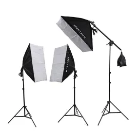 Triple "Illuminate Mate II" Rectangle Softbox and Boom Arm LED Lighting Kit