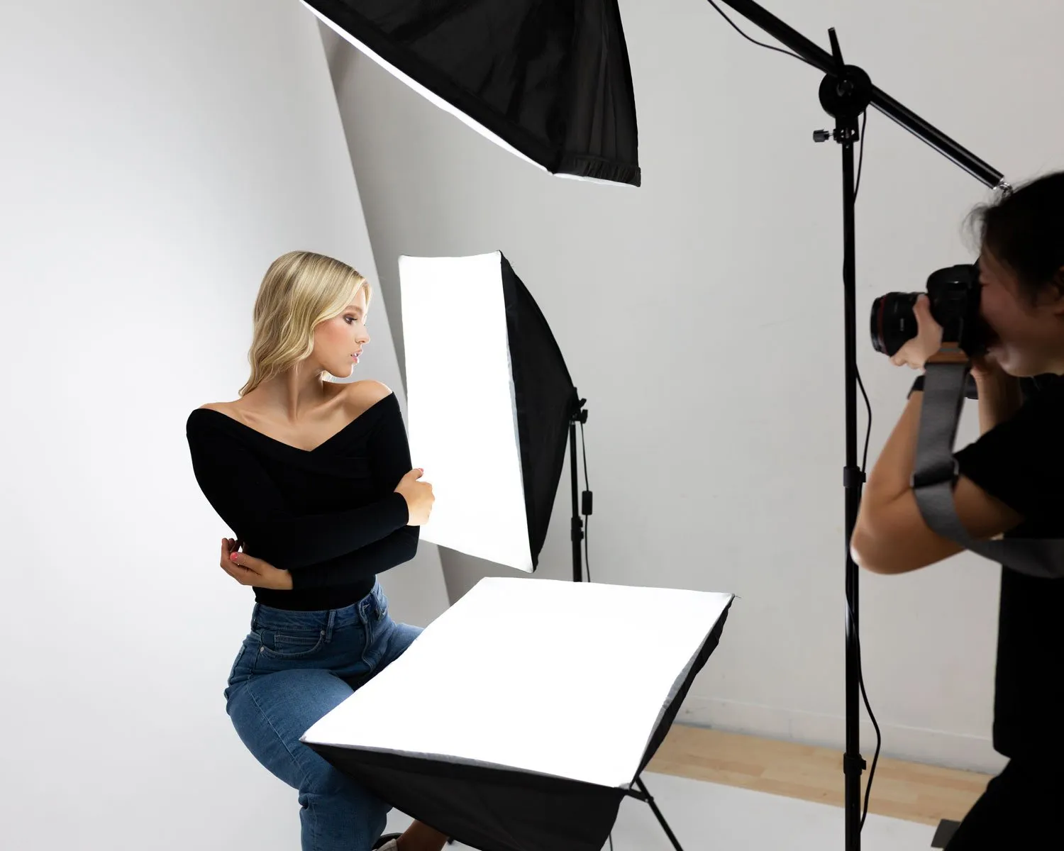 Triple "Illuminate Mate" Rectangle Softbox and Boom Arm Lighting Kit