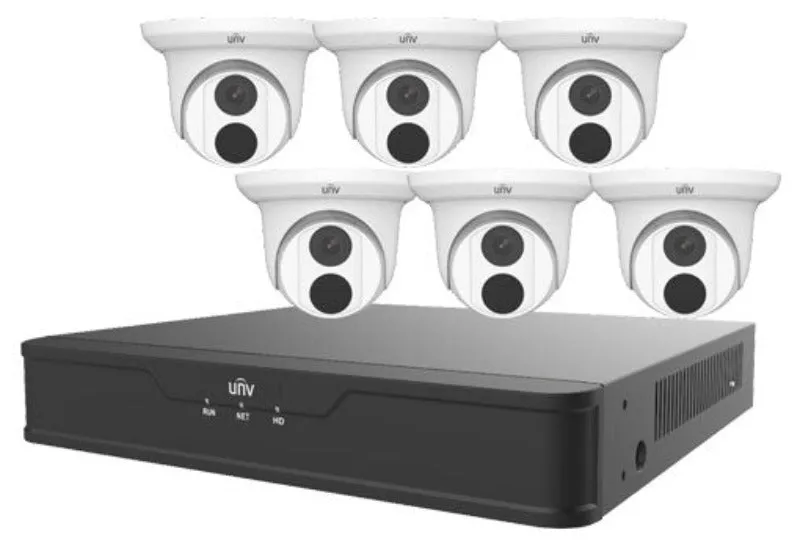 UNIVIEW EK-S31P8T46T2-V2: 8-Channel Surveillance Kit w/ 6x 4MP IR Turret Cameras