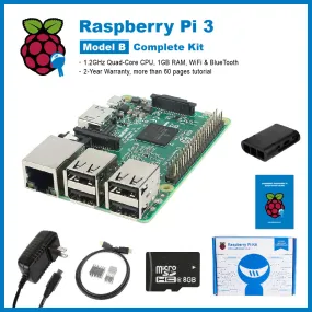 [US ONLY] SainSmart Raspberry Pi 3 Complete Kit : ABS Case   SD Card   HDMI   HeatSinks   USB Charger (UL Listed) Tutorials&Codes